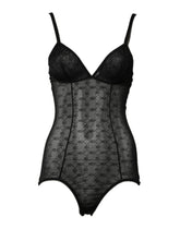 Dolce & Gabbana Schwarzer Nylon-Stretch-Bodysuit Dessous Unterwäsche