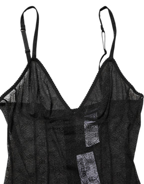 Dolce & Gabbana Schwarzer Nylon-Stretch-Bodysuit Dessous Unterwäsche