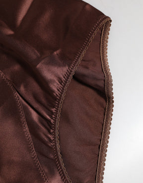 Dolce & Gabbana Braunes Seiden-Stretch-Mieder mit hoher Taille Unterwäsche