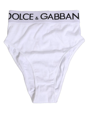 Dolce & Gabbana Weiße Baumwoll-Stretch-Panty mit hoher Taille Unterwäsche