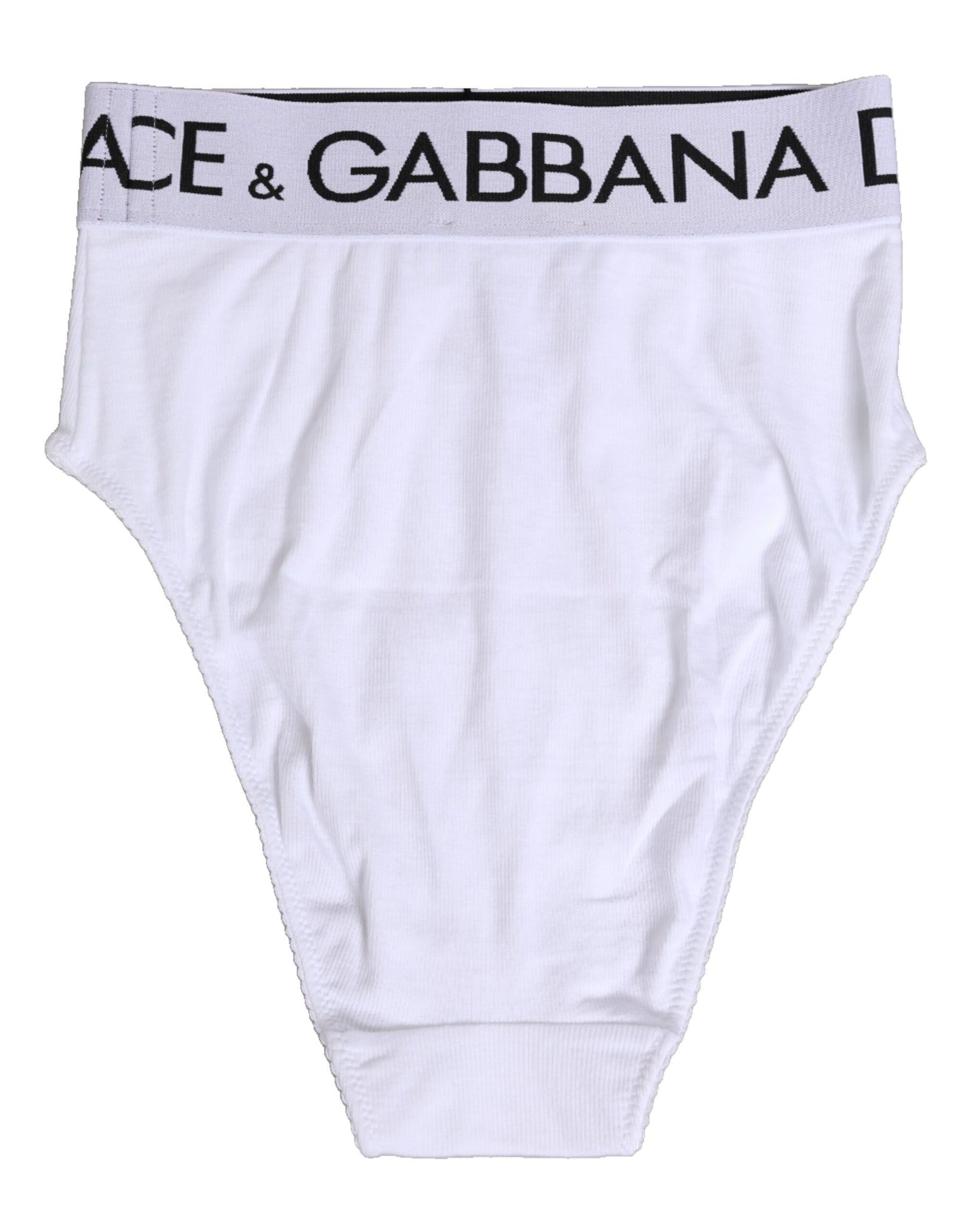 Dolce & Gabbana Weiße Baumwoll-Stretch-Panty mit hoher Taille Unterwäsche