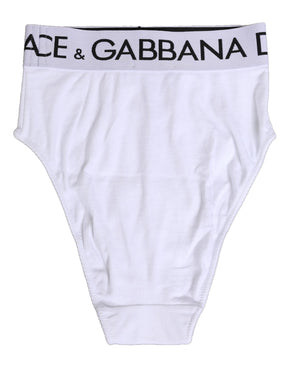 Dolce & Gabbana Weiße Baumwoll-Stretch-Panty mit hoher Taille Unterwäsche