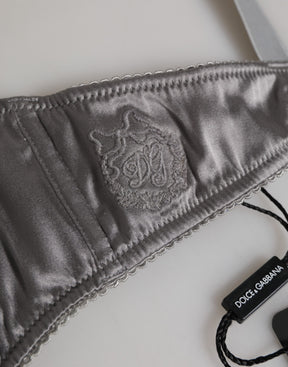 Dolce & Gabbana Grauer Seiden-Balconette-BH mit Bügeln Unterwäsche