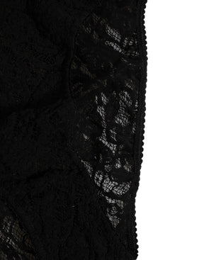 Dolce & Gabbana Schwarzer Spitzen-Slip-Slip mit Logo-Bund Unterwäsche