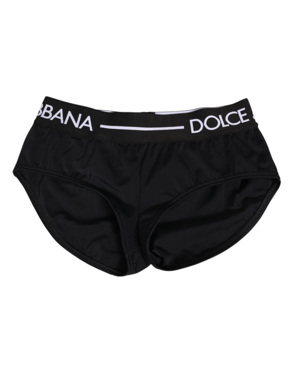 Dolce & Gabbana Schwarze Nylon-Logo-Bund-Shorts Unterwäsche
