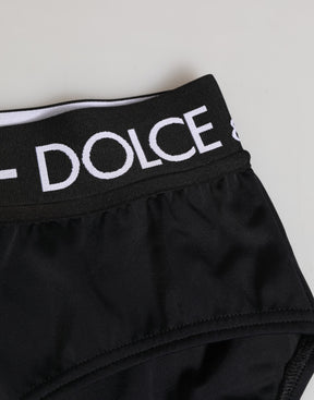 Dolce & Gabbana Schwarze Nylon-Logo-Bund-Shorts Unterwäsche