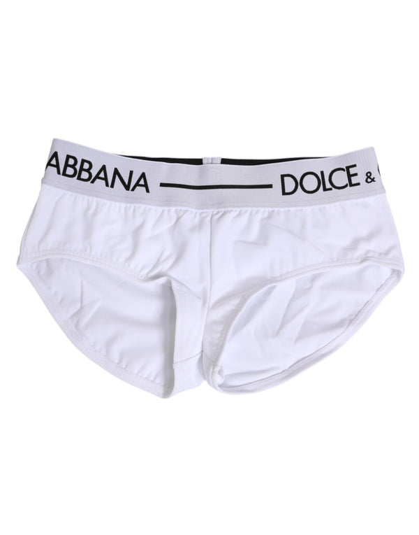 Dolce & Gabbana Weiße Nylon-Logo-Bund-Shorts Unterwäsche