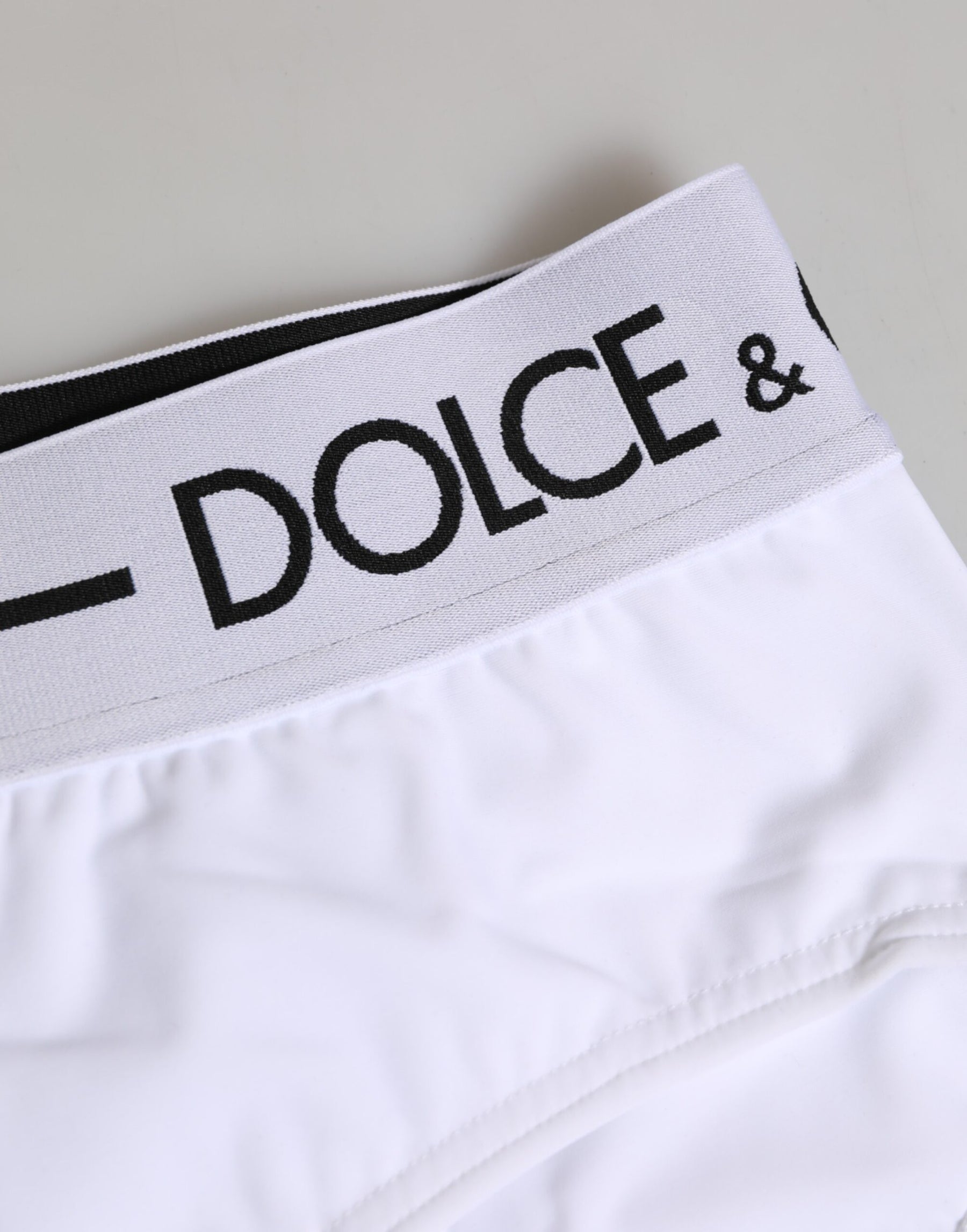 Dolce & Gabbana Weiße Nylon-Logo-Bund-Shorts Unterwäsche