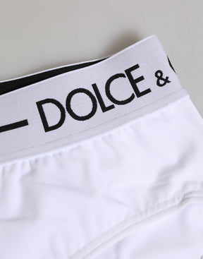 Dolce & Gabbana Weiße Nylon-Logo-Bund-Shorts Unterwäsche