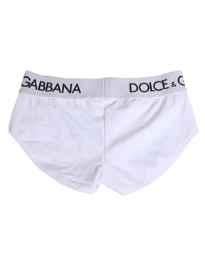Dolce & Gabbana Weiße Nylon-Logo-Bund-Shorts Unterwäsche