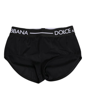 Dolce & Gabbana Schwarze Nylon-Logo-Bund-Shorts Unterwäsche