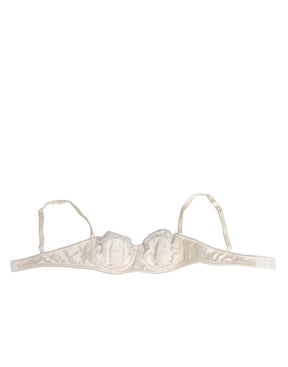 Dolce & Gabbana Off White Silk Bügel-Balconette-BH Unterwäsche