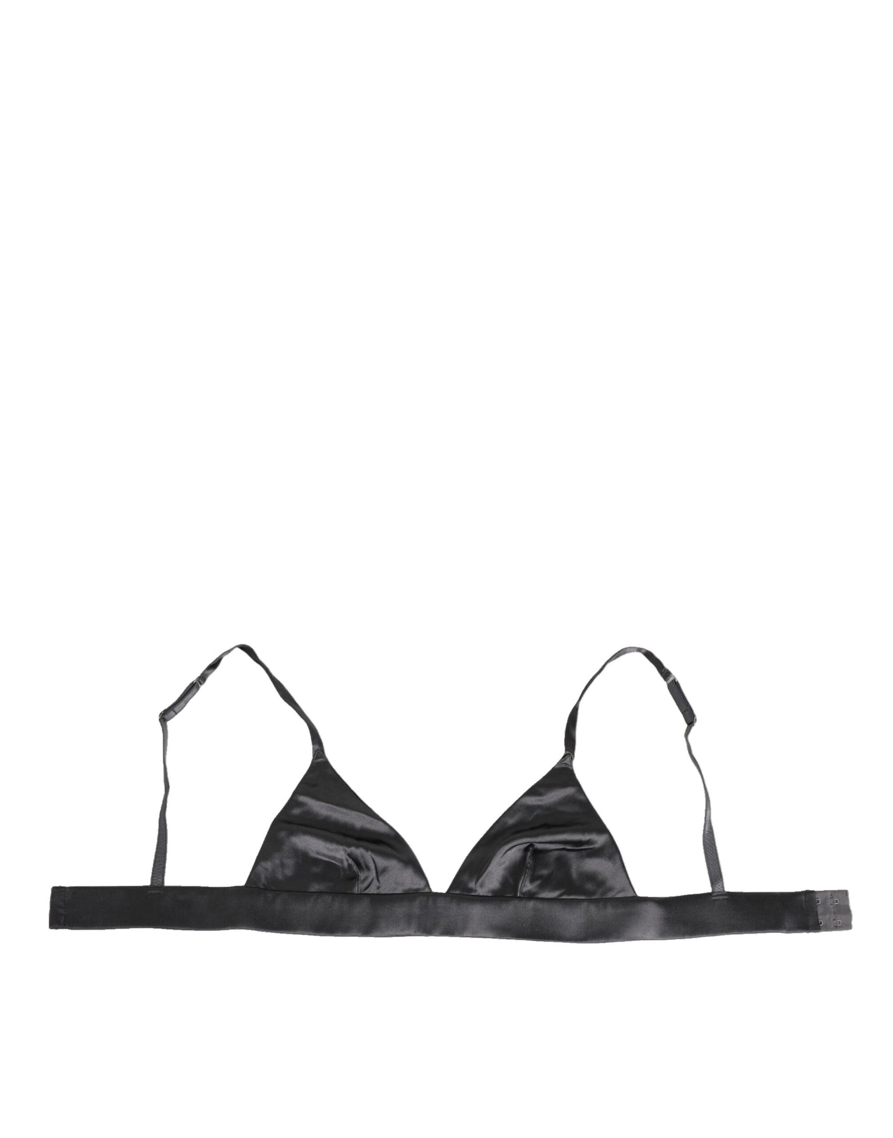 Dolce & Gabbana Schwarzer Seidensatin Dreieck Soft Cup Unterwäsche