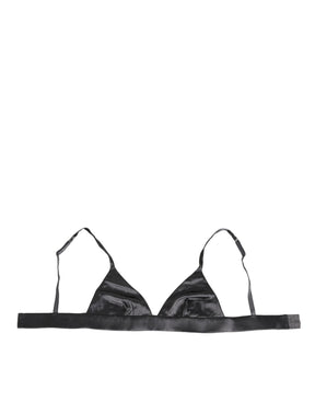 Dolce & Gabbana Schwarzer Seidensatin Dreieck Soft Cup Unterwäsche