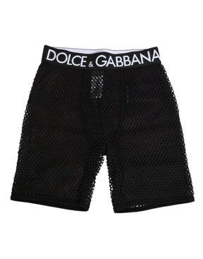 Dolce & Gabbana Schwarze Baumwoll-Logo-Shorts Midi-Hose Unterwäsche