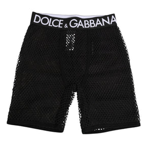 Dolce & Gabbana Schwarze Baumwoll-Logo-Shorts Midi-Hose Unterwäsche