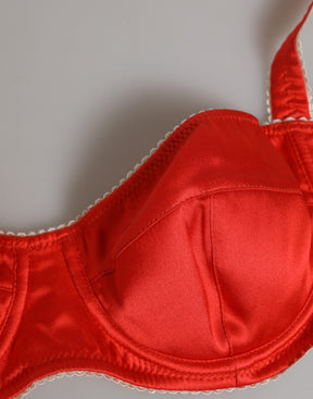 Dolce & Gabbana Roter Seidensatin Bügel-BH Semi-Pad Unterwäsche