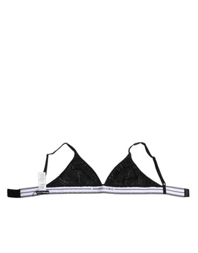 Dolce & Gabbana Schwarzer Spitzen-Dreieck-Bralette Kabellose Unterwäsche