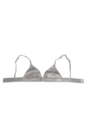 Dolce & Gabbana Grauer Seidensatin-Dreieck Soft Cup BH Unterwäsche