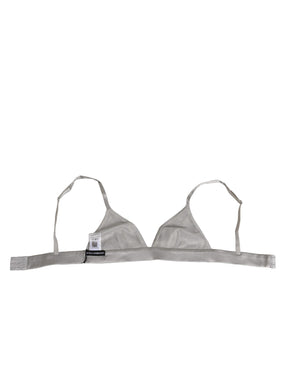 Dolce & Gabbana Grauer Seidensatin-Dreieck Soft Cup BH Unterwäsche