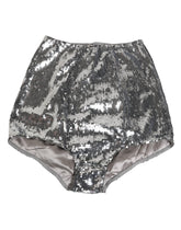 Dolce & Gabbana Silbernes Nylon Pailletten Miederhöschen Unterwäsche