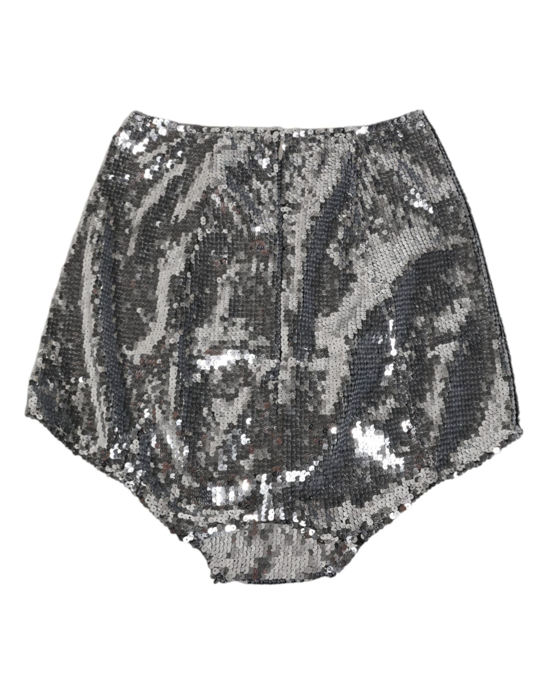 Dolce & Gabbana Silbernes Nylon Pailletten Miederhöschen Unterwäsche