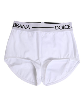 Dolce & Gabbana Weiße Nylon-Logo-Bund-Shorts Unterwäsche