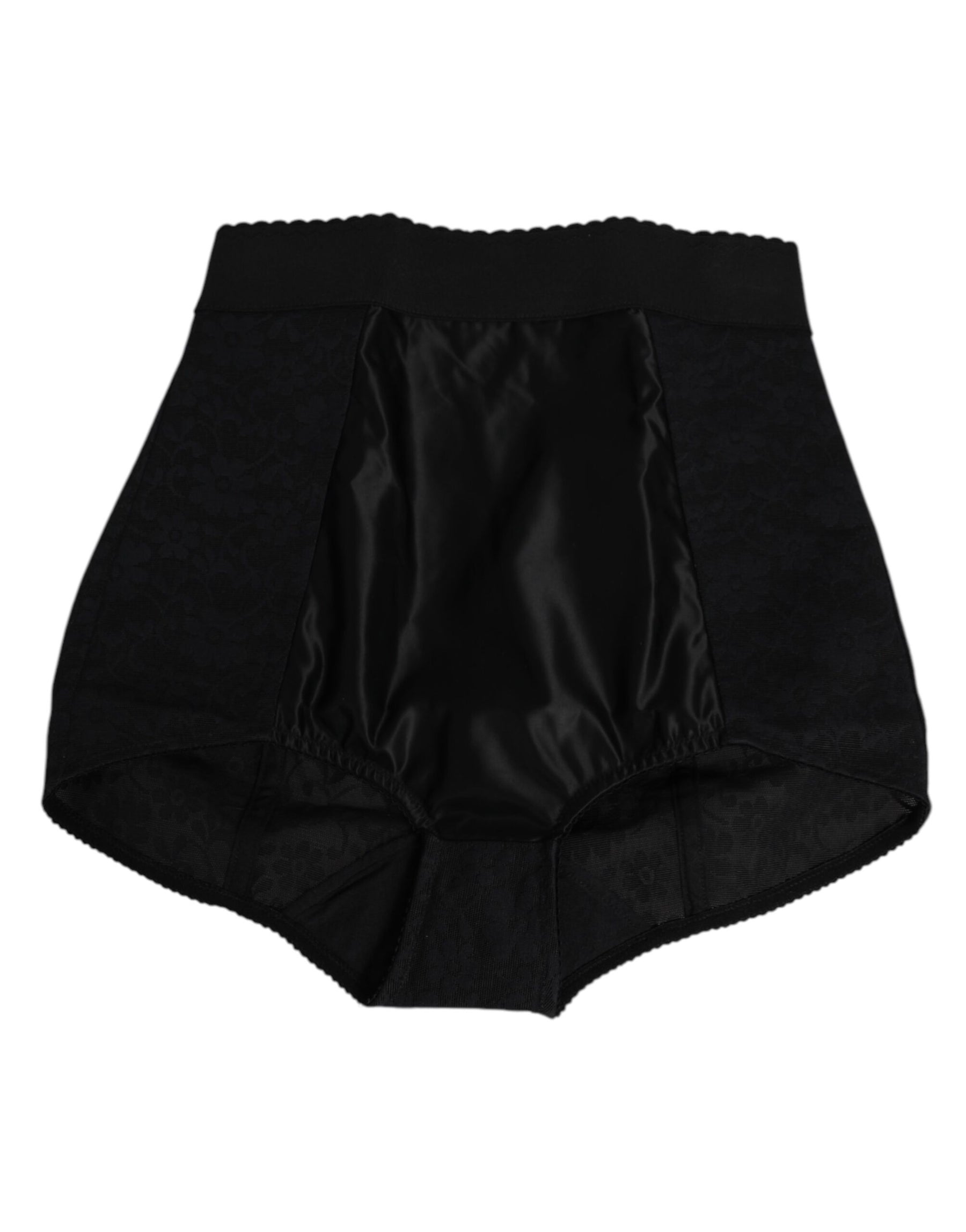 Dolce & Gabbana Schwarze Nylon High Waist Short Panty Unterwäsche