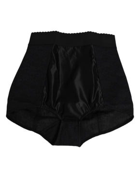 Dolce & Gabbana Schwarze Nylon High Waist Short Panty Unterwäsche