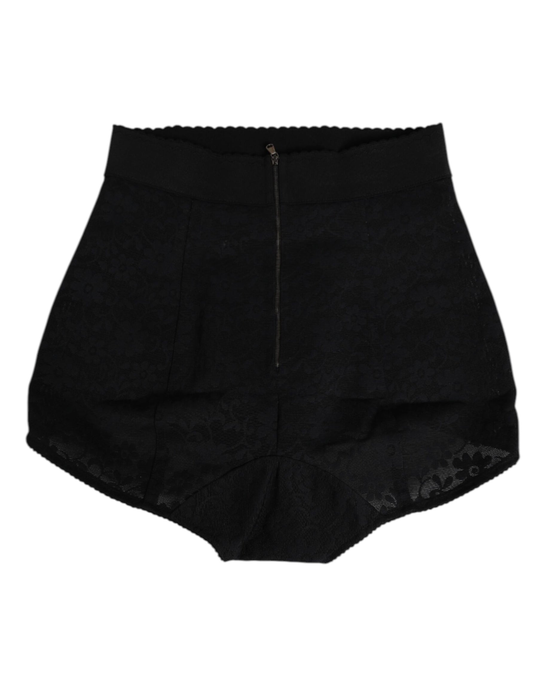 Dolce & Gabbana Schwarze Nylon High Waist Short Panty Unterwäsche
