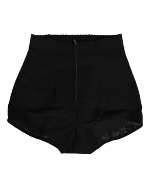 Dolce & Gabbana Schwarze Nylon High Waist Short Panty Unterwäsche