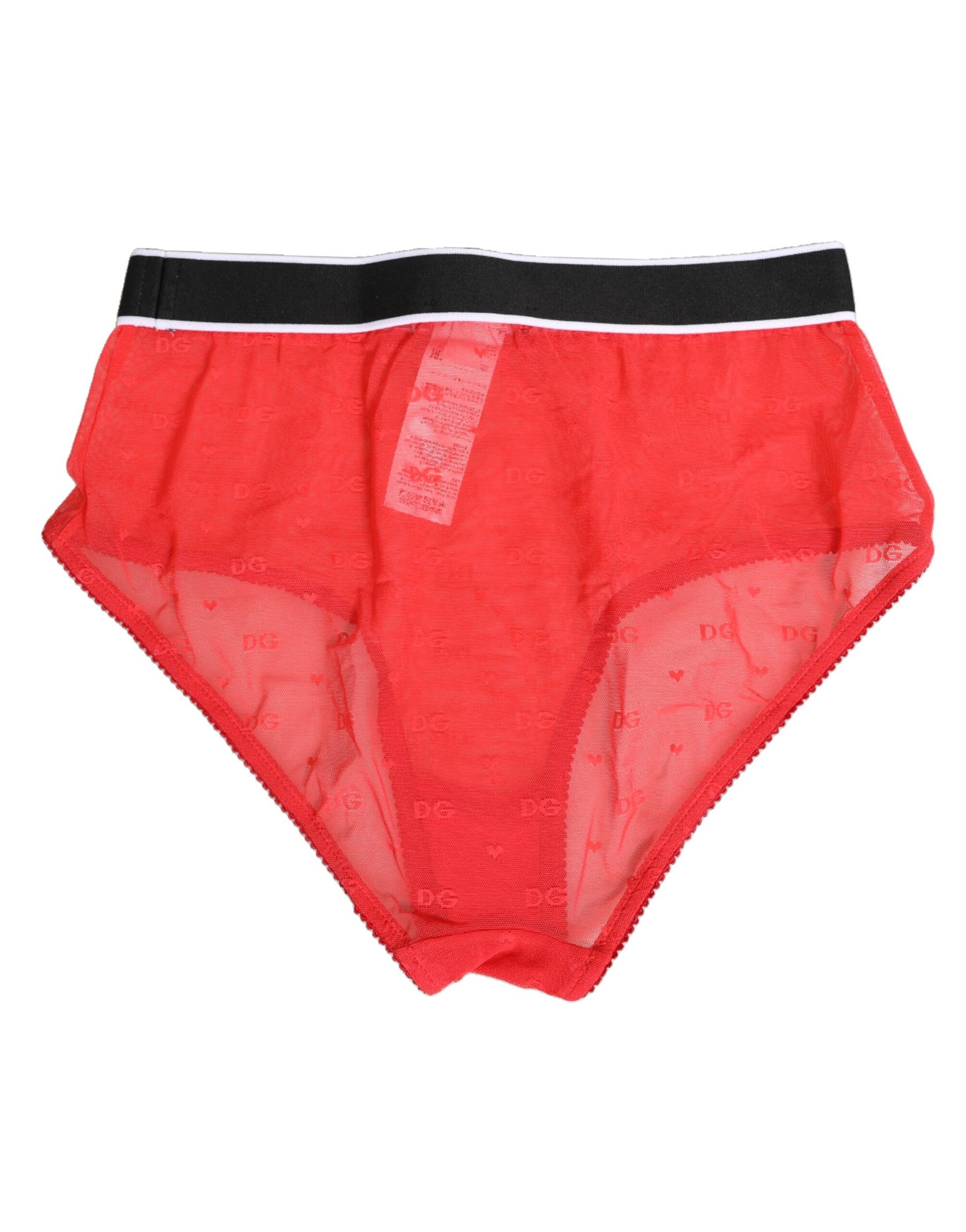 Dolce & Gabbana Rotes Nylon-Logo mit Bund Slip Unterwäsche