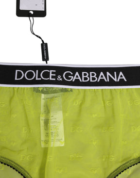 Dolce & Gabbana Grüner Nylon-Logo-Bund-Slip Unterwäsche