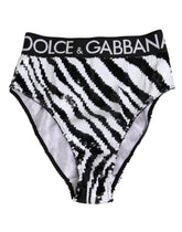 Dolce & Gabbana Schwarz Weiß Streifen Hohe Taille Panty Unterwäsche