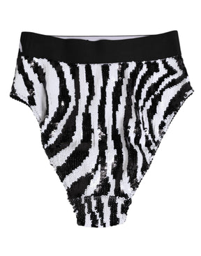 Dolce & Gabbana Schwarz Weiß Streifen Hohe Taille Panty Unterwäsche