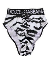 Dolce & Gabbana Schwarz Weiß Pailletten Hohe Taille Panty Unterwäsche