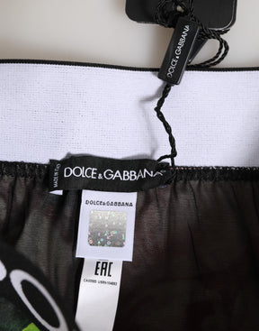 Dolce & Gabbana Schwarze Floral Print High Waist Panty Unterwäsche