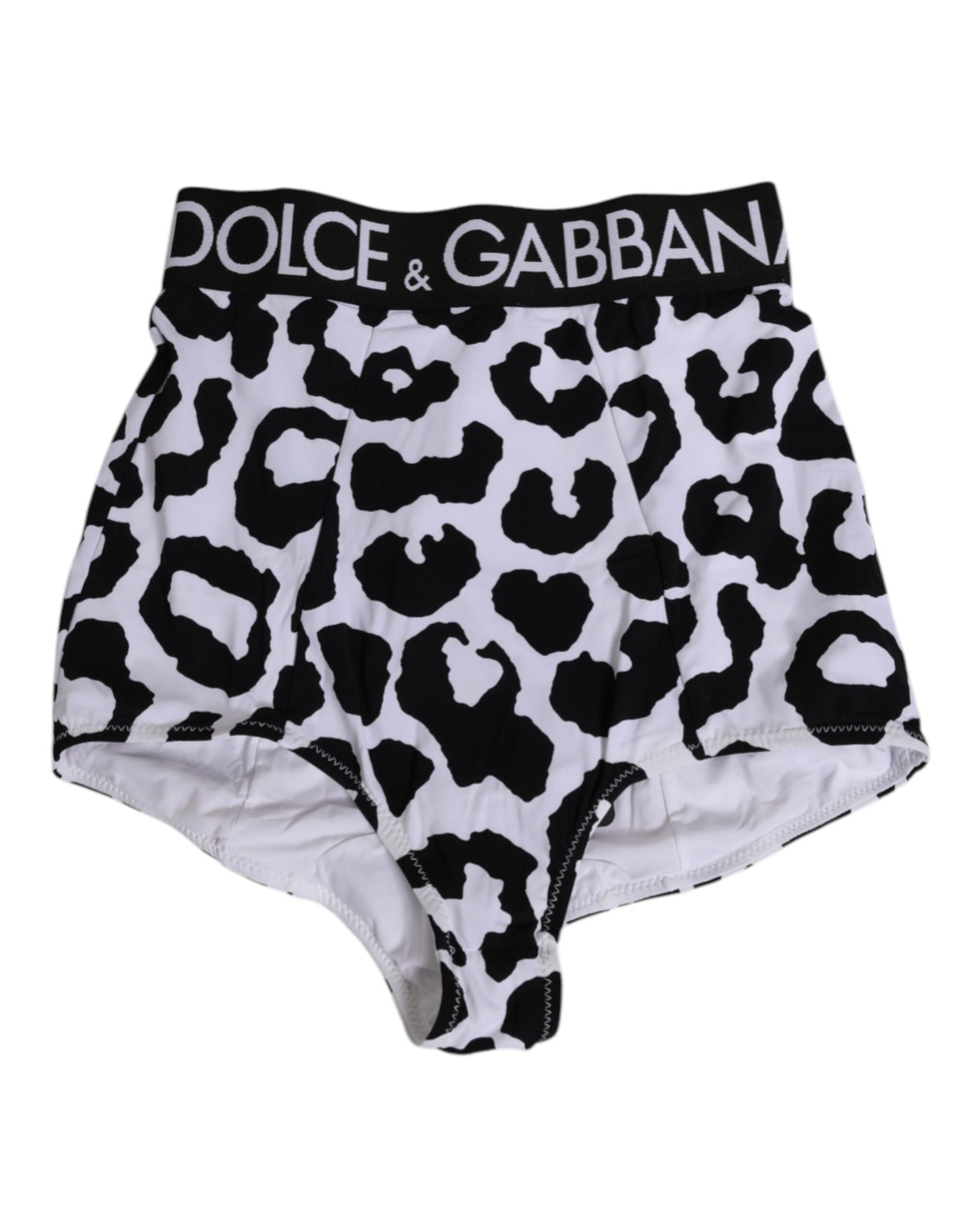Dolce & Gabbana Weißer Leopard Nylon Mieder Unterwäsche mit hoher Taille