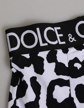 Dolce & Gabbana Weißer Leopard Nylon Mieder Unterwäsche mit hoher Taille
