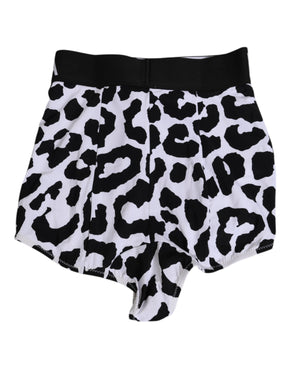 Dolce & Gabbana Weißer Leopard Nylon Mieder Unterwäsche mit hoher Taille
