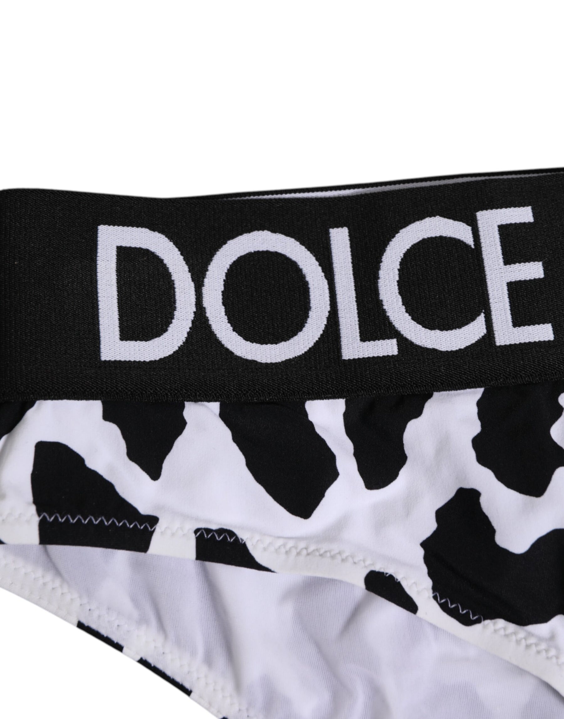 Dolce & Gabbana Weiße Leopard Nylon Höschen mit hoher Taille Unterwäsche