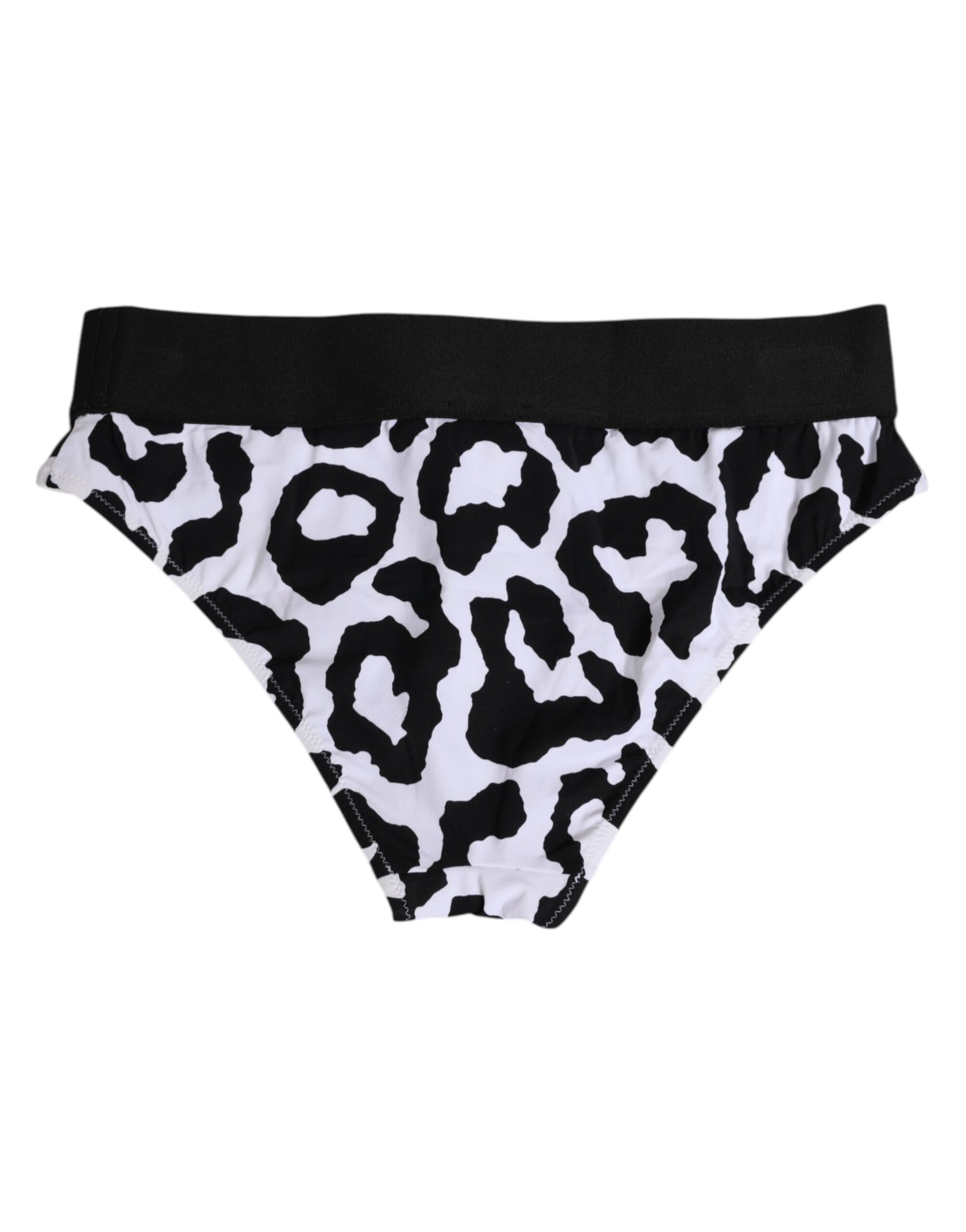 Dolce & Gabbana Weiße Leopard Nylon Höschen mit hoher Taille Unterwäsche