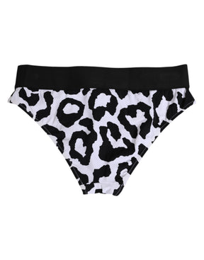 Dolce & Gabbana Weiße Leopard Nylon Höschen mit hoher Taille Unterwäsche