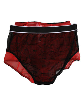 Dolce & Gabbana Schwarzes rotes Nylon Mieder Unterwäsche mit hoher Taille