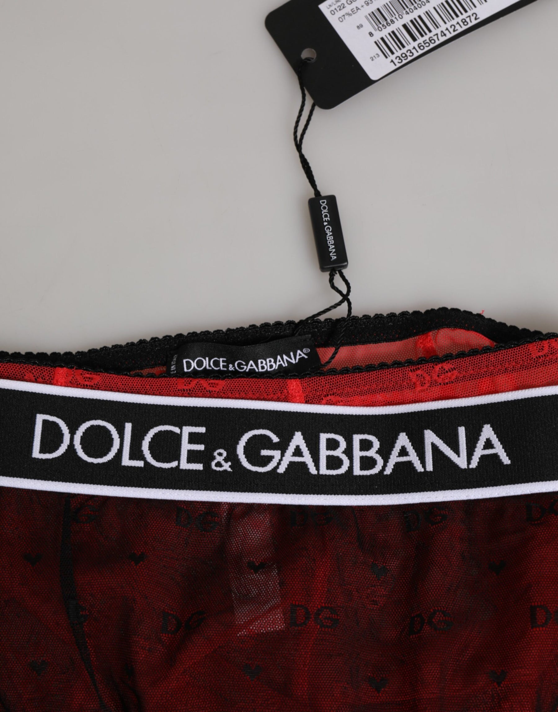 Dolce & Gabbana Schwarzes rotes Nylon Mieder Unterwäsche mit hoher Taille