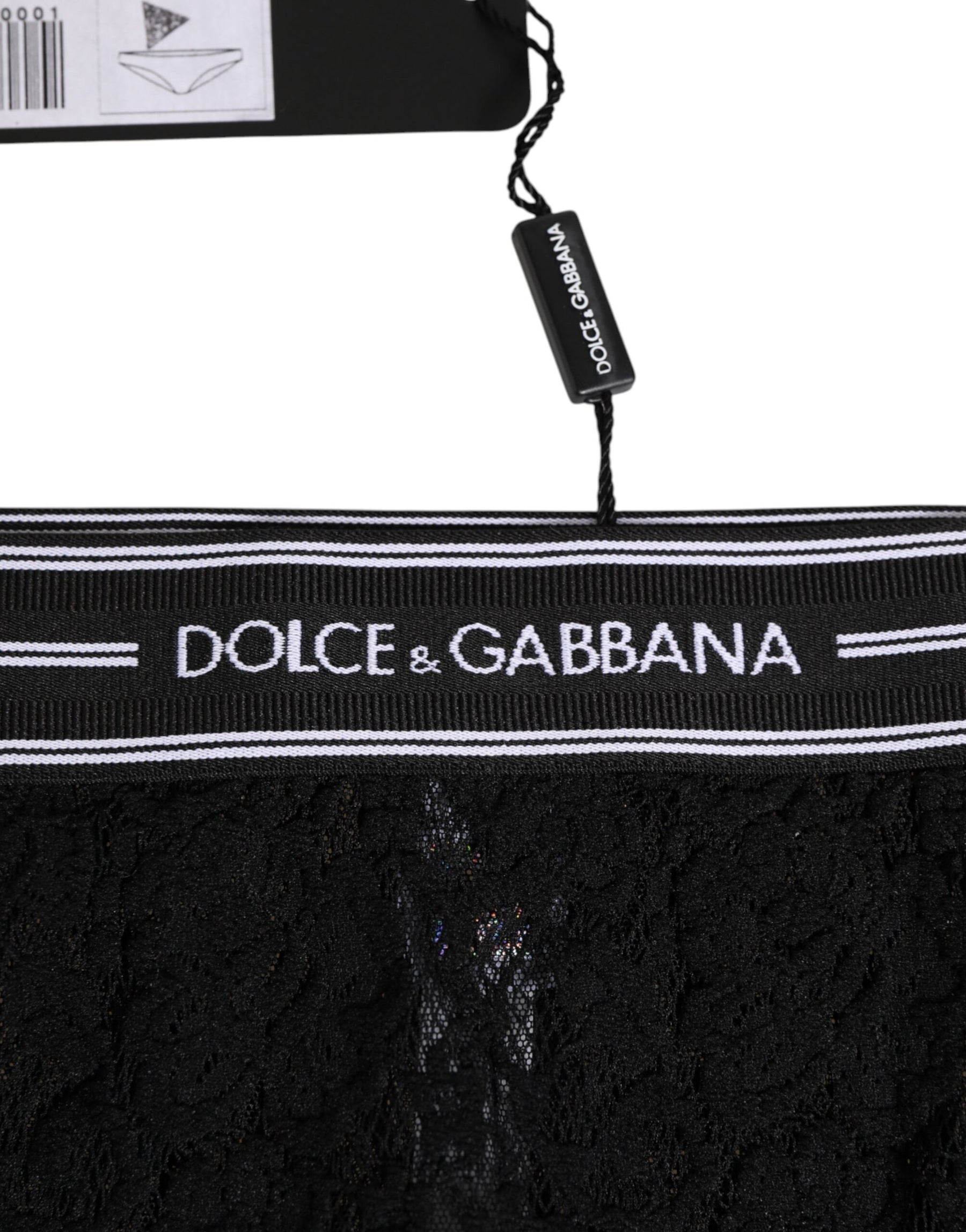 Dolce & Gabbana Schwarze Spitze Nylon hohe Taille Panty Unterwäsche