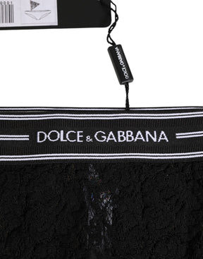 Dolce & Gabbana Schwarze Spitze Nylon hohe Taille Panty Unterwäsche