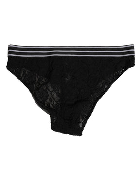 Dolce & Gabbana Schwarze Spitze Nylon hohe Taille Panty Unterwäsche