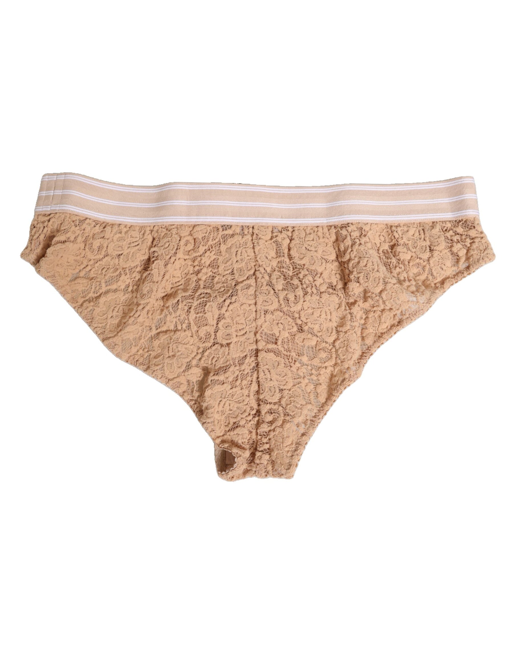 Dolce & Gabbana Beige Spitze Nylon hohe Taille Panty Unterwäsche
