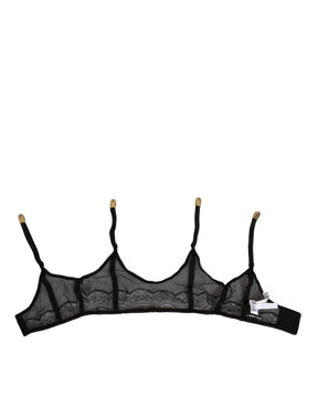Dolce & Gabbana Schwarze florale Spitze Nylon Strap Strumpfhalter Unterwäsche